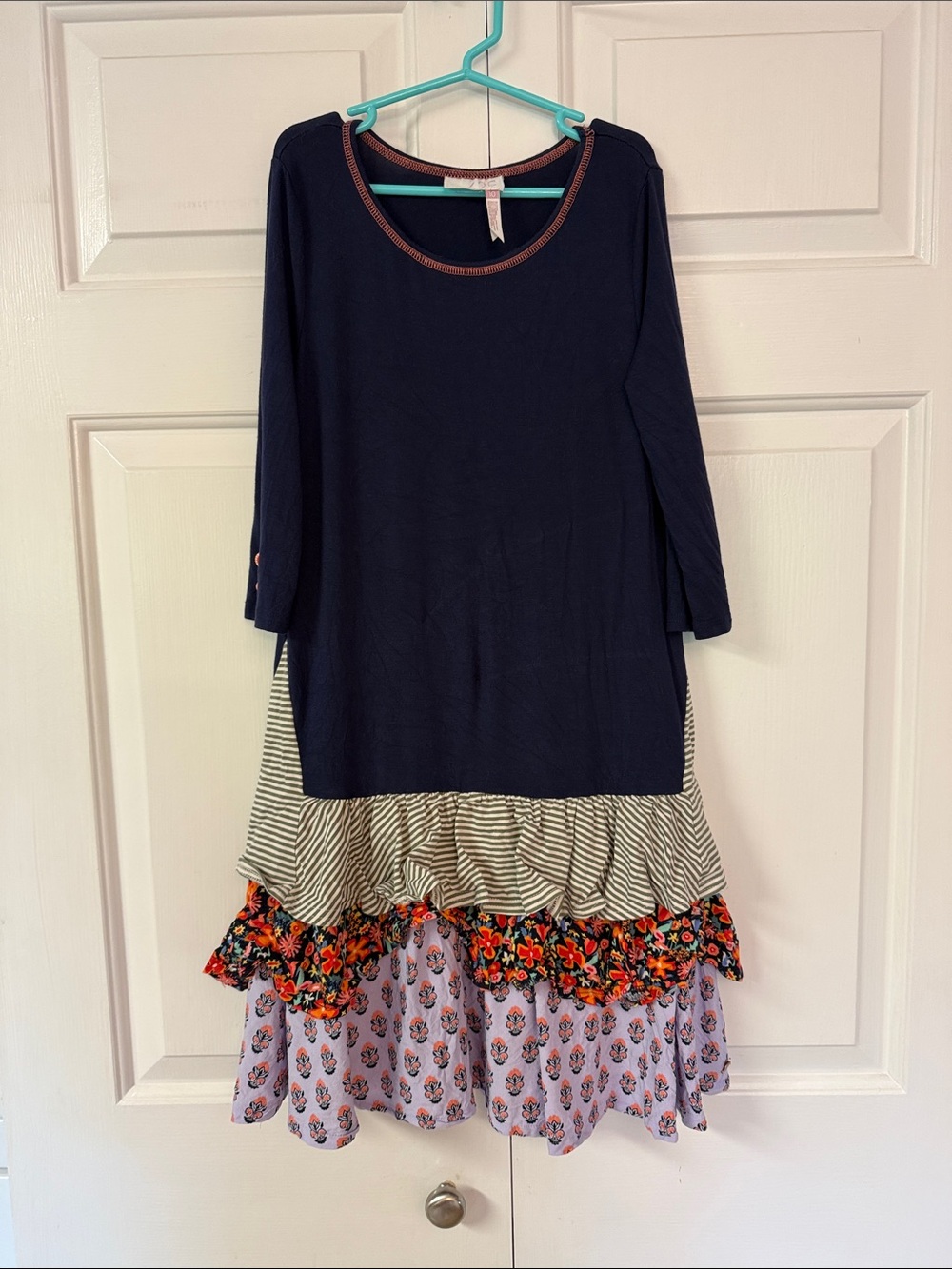 Matilda Jane Navy Multi-Color Layered Ruffle Dress